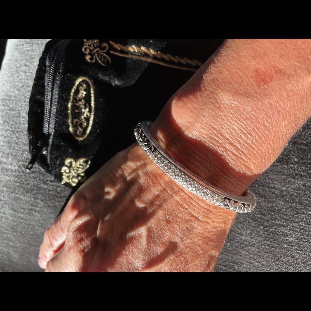 Brighton Silver & Crystal Hinged Bangle